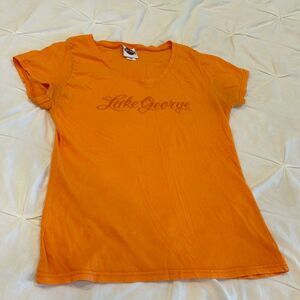 Harley-Davidson Women's Orange Lake George V--Neck Short Sleeves T Shirt Medium